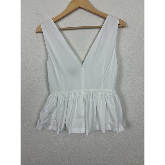 J Crew Always Womens‎ Sleeveless Peplum Top Sz 4 White Minimalist Resort Preppy - Picture 6 of 9